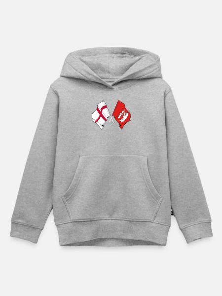 Warwickshire & England - Kinder Premium Organic Hoodie - Grau meliert