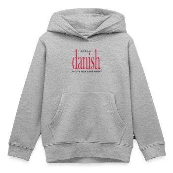 Super Power Danish - Kinder Premium Organic Hoodie - Grau meliert - Vorne - AI Model Kid Male (0cm)