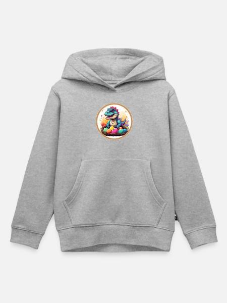 Dinobaby kleiner Dinosaurier im Osternes - Kinder Premium Organic Hoodie - Grau meliert