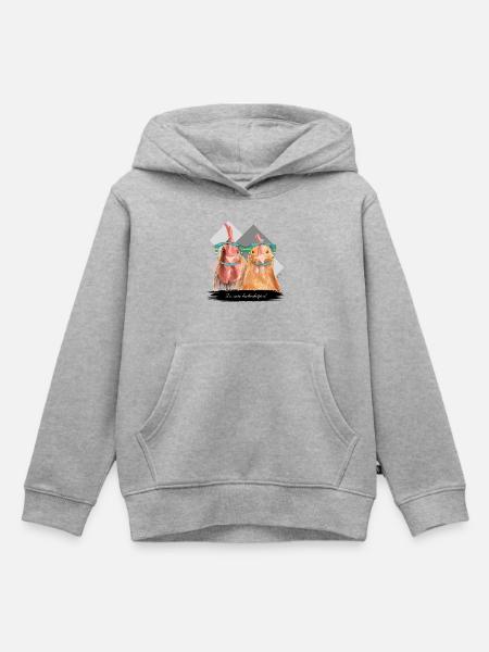 JvG Hühner "Ja, owa huhndatpro!" - Kinder Premium Organic Hoodie - Grau meliert
