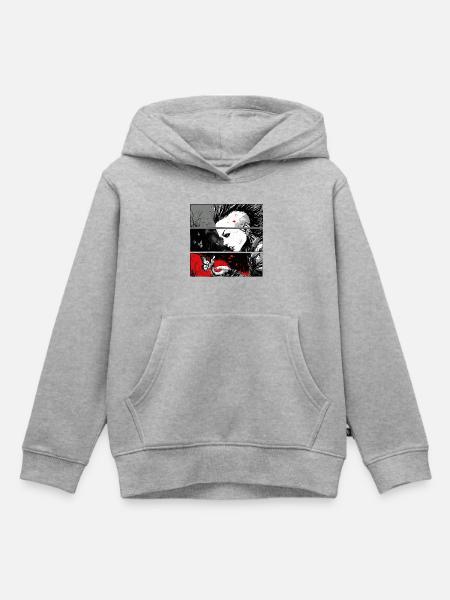 Punkrock Mädchen beobachtet Schmetterling - Kinder Premium Organic Hoodie - Grau meliert