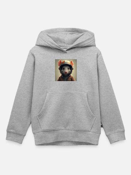 Die kleine Biker-Ratte - Kinder Premium Organic Hoodie - Grau meliert