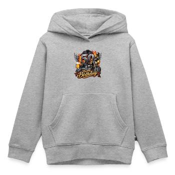50er Geburtstag Biker Motiv Flammen - Kinder Premium Organic Hoodie - Grau meliert - Vorne - AI Model Kid Male (0cm)