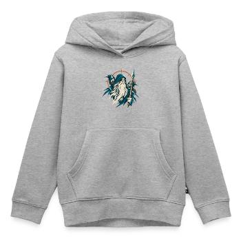 Odin Allvater Raben Huginn Muninn Wikinger - Kinder Premium Organic Hoodie - Grau meliert - Vorne - AI Model Kid Male (0cm)