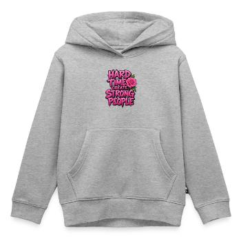 Schwierige Zeit, starke Menschen zu schaffen - Kinder Premium Organic Hoodie - Grau meliert - Vorne - AI Model Kid Male (0cm)