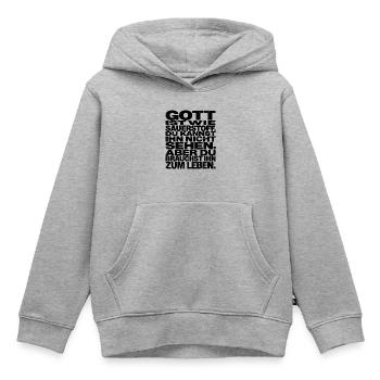 Gott ist wie Sauerstoff – Christlicher Spruch - Kinder Premium Organic Hoodie - Grau meliert - Vorne - AI Model Kid Male (0cm)