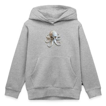 Schädel-Oktopus Fusion - Kinder Premium Organic Hoodie - Grau meliert - Vorne - AI Model Kid Male (0cm)