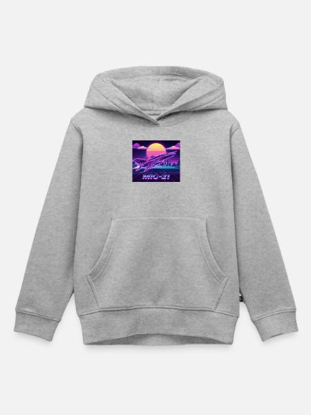 Mig-21 Retro Futuristisches Neon - Kinder Premium Organic Hoodie - Grau meliert