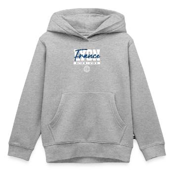 Lyon Frankreich Koordinaten Reise Souvenir - Kinder Premium Organic Hoodie - Grau meliert - Vorne - AI Model Kid Male (0cm)