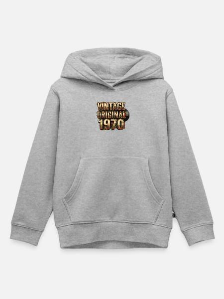 Vintage Original 1970er mit Vinyl - Kinder Premium Organic Hoodie - Grau meliert