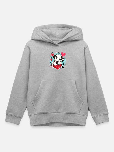 Dalmatiner Liebe - braun - Kinder Premium Organic Hoodie - Grau meliert