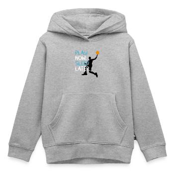 Basketball Spieler play now sleep later korb Wurf - Kinder Premium Organic Hoodie - Grau meliert - Vorne - AI Model Kid Male (0cm)