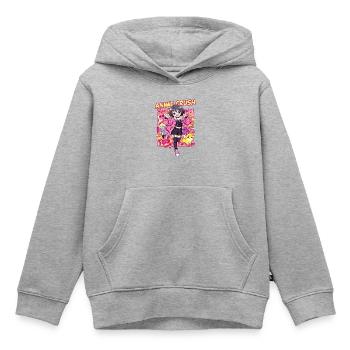 Shonen Anime Girl Action Shot - Kinder Premium Organic Hoodie - Grau meliert - Vorne - AI Model Kid Male (0cm)