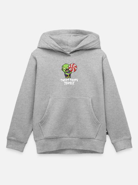 SWEET TOOTH ZOMBIE - ZOMBIE HALLOWEEN - Kinder Premium Organic Hoodie - Grau meliert