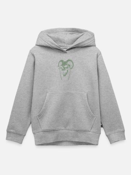 Schädel mit Hörner Widder Totenkopf - Kinder Premium Organic Hoodie - Grau meliert