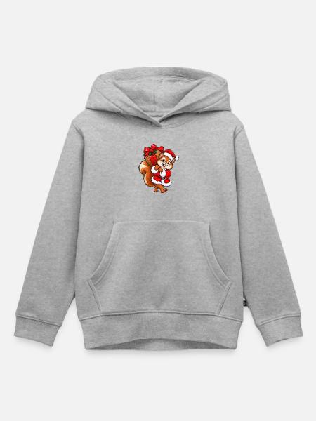 Weihnachten Eichhörnchen Nuss Geschenkidee - Kinder Premium Organic Hoodie - Grau meliert