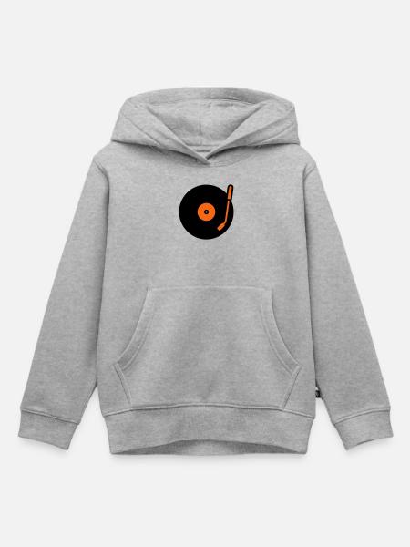 Retro Audio Schallplatte Tonarm - Kinder Premium Organic Hoodie - Grau meliert