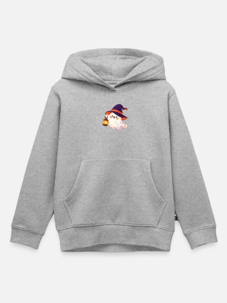 Spukfreund im Laternenlicht - Kinder Premium Organic Hoodie - Grau meliert