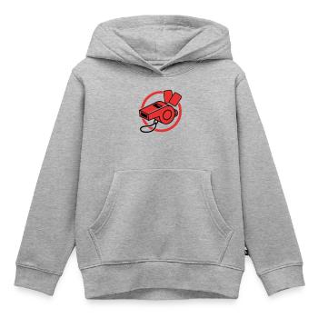 Schiedsrichter Pfeife Icon - Kinder Premium Organic Hoodie - Grau meliert - Vorne - AI Model Kid Male (0cm)