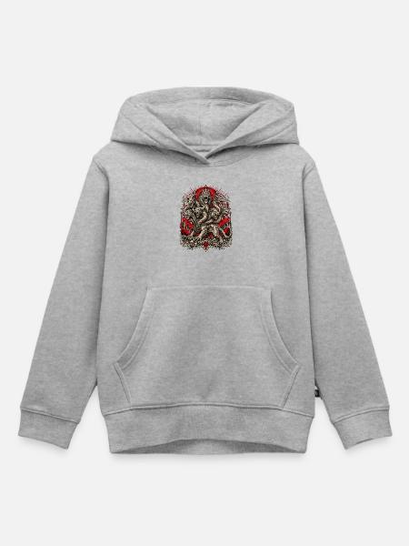 Kronenhydra im Flammenrot - Kinder Premium Organic Hoodie - Grau meliert