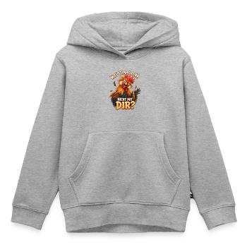 Lustiger Hahn Spruch – Sarkasmus und Hühnerhumor - Kinder Premium Organic Hoodie - Grau meliert - Vorne - AI Model Kid Male (0cm)