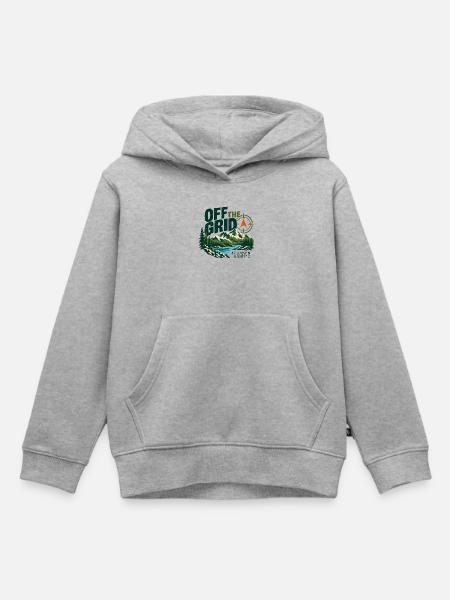Off The Grid Berglandschaft Kompass - Kinder Premium Organic Hoodie - Grau meliert