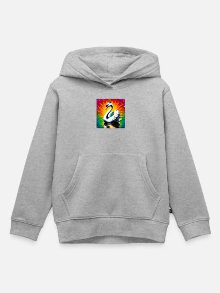 Schwan mit der Krone - Kinder Premium Organic Hoodie - Grau meliert