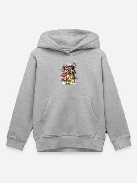 Bjarki & Dot im Schnee - Kinder Premium Organic Hoodie - Grau meliert