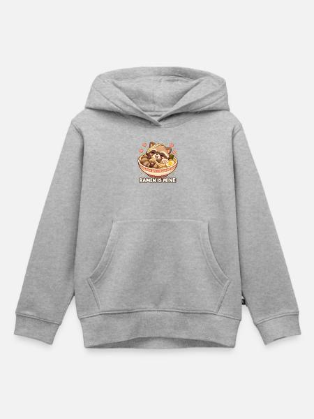 Ramen Waschbär Nudeln - Kinder Premium Organic Hoodie - Grau meliert