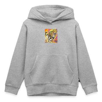 Gepard - Kinder Premium Organic Hoodie - Grau meliert - Vorne - AI Model Kid Male (0cm)