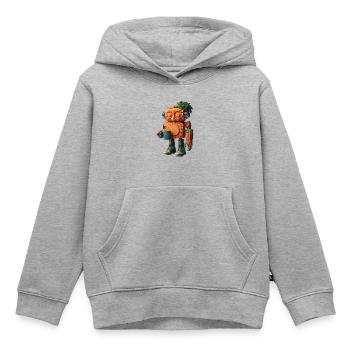 Karottenscheiben-Bot - Kinder Premium Organic Hoodie - Grau meliert - Vorne - AI Model Kid Male (0cm)