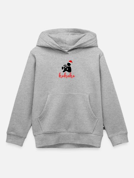 HoHoHo Santa Script - Kinder Premium Organic Hoodie - Grau meliert
