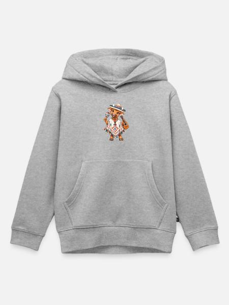Mexiko Stier mit Poncho - Kinder Premium Organic Hoodie - Grau meliert