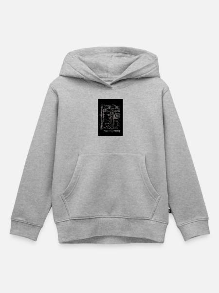 Expressionist_Crucifixion_Woodcut_Art - Kinder Premium Organic Hoodie - Grau meliert