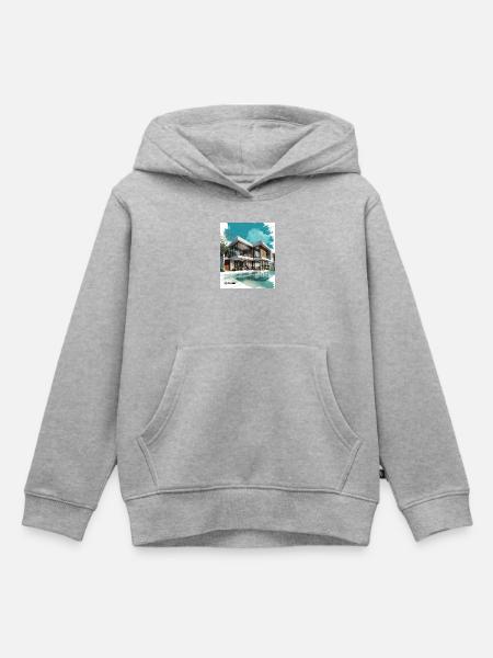 Ex' moderne Villa am Pool - Kinder Premium Organic Hoodie - Grau meliert