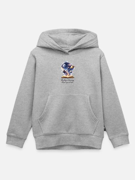 Reading is dreaming - Magisches Buch & Sterne - Kinder Premium Organic Hoodie - Grau meliert