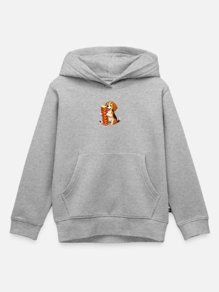 Beagle verschlingt ein riesiges Deli-Sandwich - Kinder Premium Organic Hoodie - Grau meliert