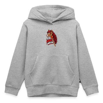 Hobby-Horsing-Sprung – Buntes Pferd - Kinder Premium Organic Hoodie - Grau meliert - Vorne - AI Model Kid Male (0cm)
