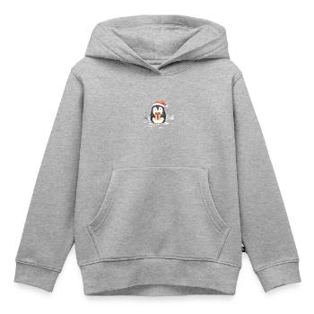 Süßer Weihnachtspinguin mit Geschenk - Kinder Premium Organic Hoodie - Grau meliert - Vorne - AI Model Kid Male (0cm)