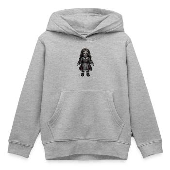 Gruselige Horror Puppe Halloween Geschenk  - Kinder Premium Organic Hoodie - Grau meliert - Vorne - AI Model Kid Male (0cm)