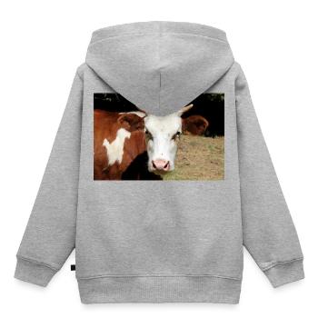 Kuh Poster - Kinder Premium Organic Hoodie - Grau meliert - Hinten - AI Model Kid Male (0cm)
