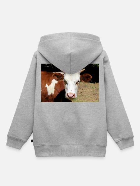 Kuh Poster - Kinder Premium Organic Hoodie - Grau meliert