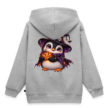 Halloween-Pinguinpinguin - Kinder Premium Organic Hoodie - Grau meliert - Hinten - AI Model Kid Male (0cm)