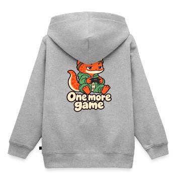 Sleepy Gamer Salamander – Noch ein Spiel - Kinder Premium Organic Hoodie - Grau meliert - Hinten - AI Model Kid Male (0cm)