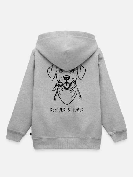 Rescued & Loved Dog - Kinder Premium Organic Hoodie - Grau meliert