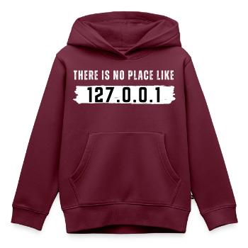 There is no place like 127.0.0.1 IT Informatik AI - Kinder Premium Organic Hoodie - Burgunderrot - Vorne - AI Model Kid Female (0cm)