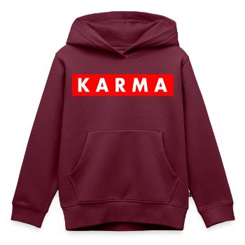 Karma - Kinder Premium Organic Hoodie - Burgunderrot - Vorne - AI Model Kid Female (0cm)