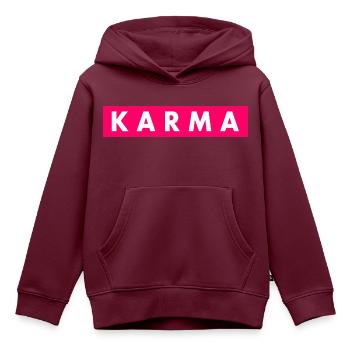 Karma - Kinder Premium Organic Hoodie - Burgunderrot - Vorne - AI Model Kid Female (0cm)