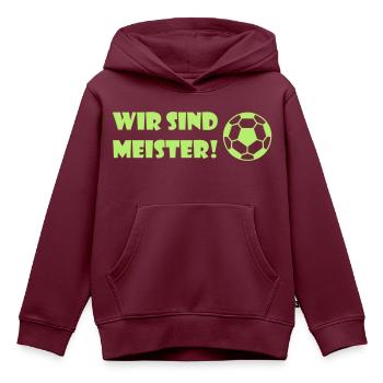 Meister Fussball - Kinder Premium Organic Hoodie - Burgunderrot - Vorne - AI Model Kid Female (0cm)