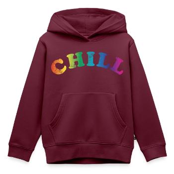 Chill chillen - Kinder Premium Organic Hoodie - Burgunderrot - Vorne - AI Model Kid Female (0cm)